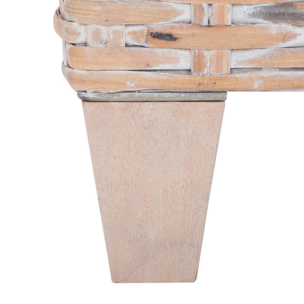 Safavieh Leary Coastal-Chic Coffee Table With Rattan Top And Sturdy Mango Wood Legs For Modern Living Spaces Natural White Wash FOX6528D