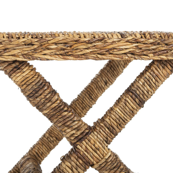 Safavieh Manor Ottoman - Handwoven Rattan Seat, Solid Mango Wood Frame, Versatile Accent For Any Room Banana Natural FOX6529A