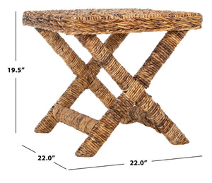 Safavieh Manor Ottoman - Handwoven Rattan Seat, Solid Mango Wood Frame, Versatile Accent For Any Room Banana Natural FOX6529A