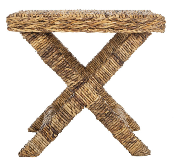 Safavieh Manor Ottoman - Handwoven Rattan Seat, Solid Mango Wood Frame, Versatile Accent For Any Room Banana Natural FOX6529A