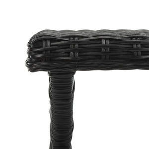 Safavieh Manor Ottoman - Handwoven Rattan Seat, Solid Mango Wood Frame, Versatile Accent For Any Room Black FOX6529B