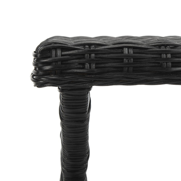 Safavieh Manor Ottoman - Handwoven Rattan Seat, Solid Mango Wood Frame, Versatile Accent For Any Room Black FOX6529B