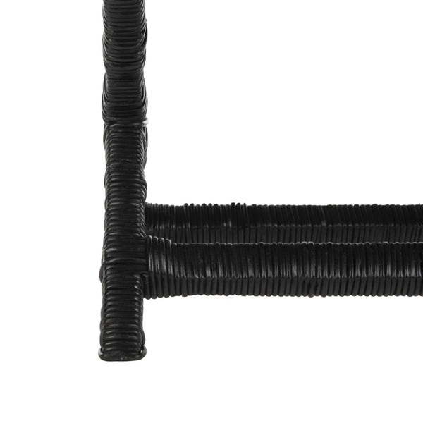 Safavieh Manor Ottoman - Handwoven Rattan Seat, Solid Mango Wood Frame, Versatile Accent For Any Room Black FOX6529B