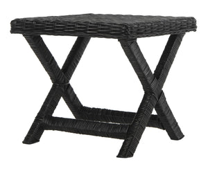 Safavieh Manor Ottoman - Handwoven Rattan Seat, Solid Mango Wood Frame, Versatile Accent For Any Room Black FOX6529B