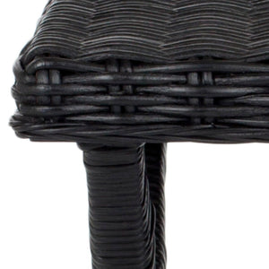 Safavieh Manor Ottoman - Handwoven Rattan Seat, Solid Mango Wood Frame, Versatile Accent For Any Room Black FOX6529B