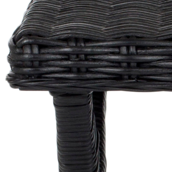 Safavieh Manor Ottoman - Handwoven Rattan Seat, Solid Mango Wood Frame, Versatile Accent For Any Room Black FOX6529B