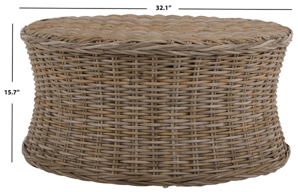 Safavieh Ruxton Coffee Table - Handwoven Rattan Cocktail Ottoman For Versatile Living Space Style & Comfort Natural FOX6530A