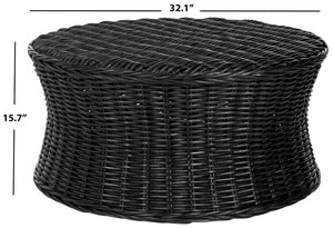 Safavieh Ruxton Coffee Table - Handwoven Rattan Cocktail Ottoman For Versatile Living Space Style & Comfort Black FOX6530B