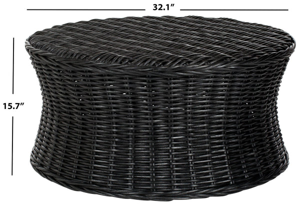 Safavieh Ruxton Coffee Table - Handwoven Rattan Cocktail Ottoman For Versatile Living Space Style & Comfort Black FOX6530B