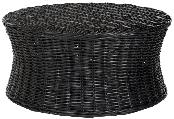 Safavieh Ruxton Coffee Table - Handwoven Rattan Cocktail Ottoman For Versatile Living Space Style & Comfort Black FOX6530B