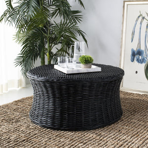 Safavieh Ruxton Coffee Table - Handwoven Rattan Cocktail Ottoman For Versatile Living Space Style & Comfort Black FOX6530B