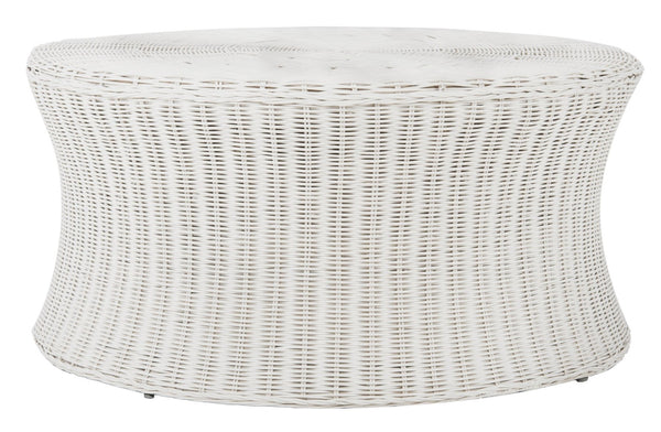 Safavieh Ruxton Coffee Table - Handwoven Rattan Cocktail Ottoman For Versatile Living Space Style & Comfort White FOX6530C