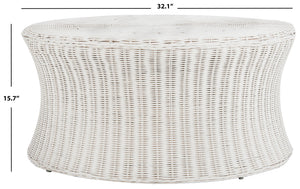 Safavieh Ruxton Coffee Table - Handwoven Rattan Cocktail Ottoman For Versatile Living Space Style & Comfort White FOX6530C