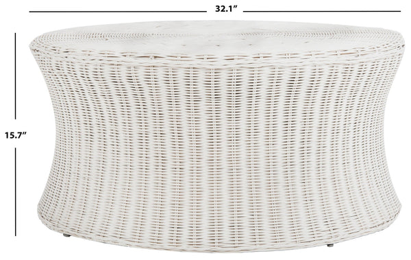 Safavieh Ruxton Coffee Table - Handwoven Rattan Cocktail Ottoman For Versatile Living Space Style & Comfort White FOX6530C