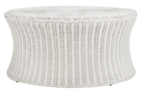 Safavieh Ruxton Coffee Table - Handwoven Rattan Cocktail Ottoman For Versatile Living Space Style & Comfort White FOX6530C