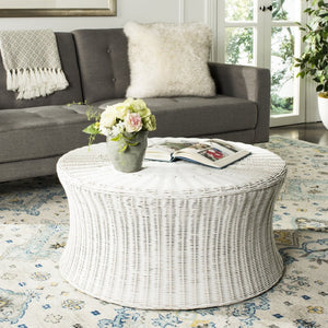 Safavieh Ruxton Coffee Table - Handwoven Rattan Cocktail Ottoman For Versatile Living Space Style & Comfort White FOX6530C