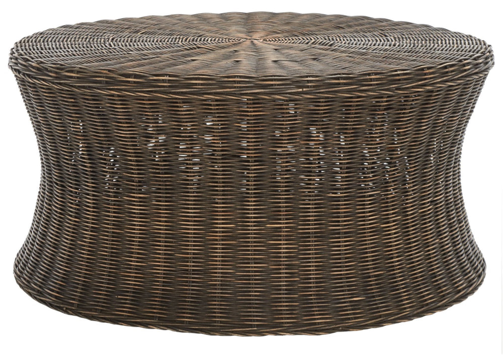 Safavieh Ruxton Coffee Table - Handwoven Rattan Cocktail Ottoman For Versatile Living Space Style & Comfort Dark Brown FOX6530D