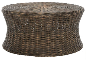 Safavieh Ruxton Coffee Table - Handwoven Rattan Cocktail Ottoman For Versatile Living Space Style & Comfort Dark Brown FOX6530D