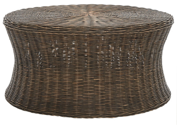 Safavieh Ruxton Coffee Table - Handwoven Rattan Cocktail Ottoman For Versatile Living Space Style & Comfort Dark Brown FOX6530D