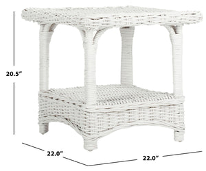 Safavieh Bowen Coastal-Style Rattan Side Table With Elegant Rope Edge - Perfect For Living Rooms & Bedrooms FOX6531B