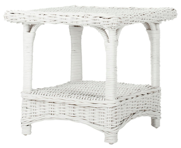 Safavieh Bowen Coastal-Style Rattan Side Table With Elegant Rope Edge - Perfect For Living Rooms & Bedrooms FOX6531B