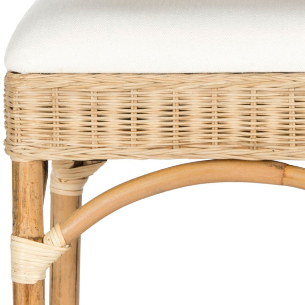 Safavieh Fremont Bar Stool - Coastal Chic Design With Rattan Seat And Mango Wood Frame For Stylish Seating Natural FOX6532A