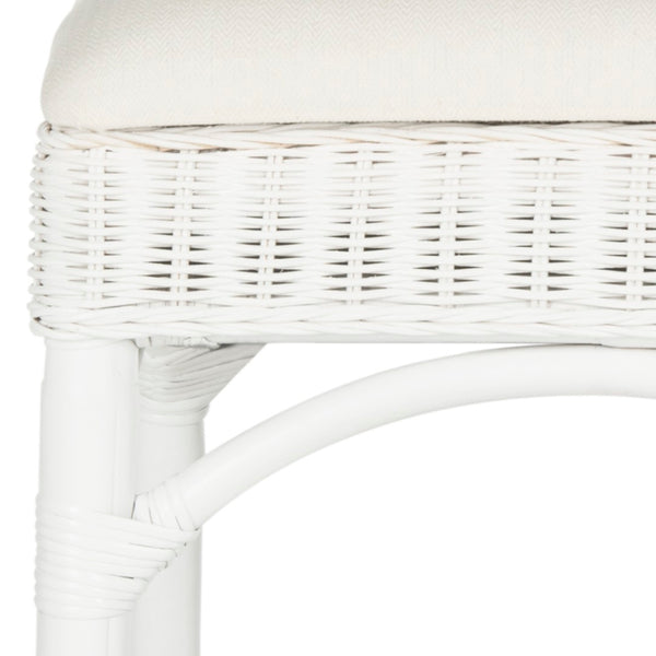Safavieh Fremont Bar Stool - Coastal Chic Design With Rattan Seat And Mango Wood Frame For Stylish Seating White FOX6532B