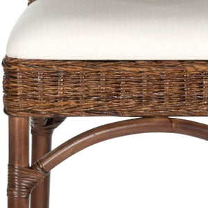 Safavieh Fremont Bar Stool - Coastal Chic Design With Rattan Seat And Mango Wood Frame For Stylish Seating Brown FOX6532C
