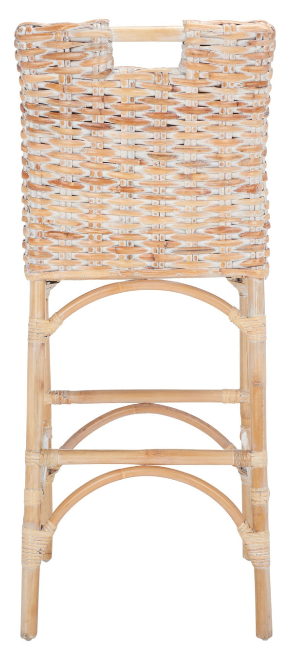 Safavieh Fremont Coastal-Chic Barstool – Whitewashed Rattan & Bamboo-Inspired Design For Stylish Seating FOX6532D