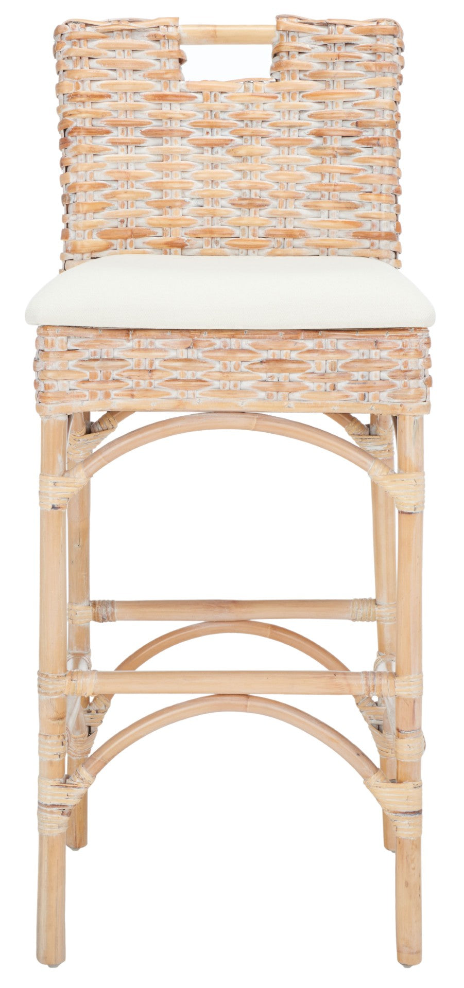 Safavieh Fremont Coastal-Chic Barstool – Whitewashed Rattan & Bamboo-Inspired Design For Stylish Seating FOX6532D