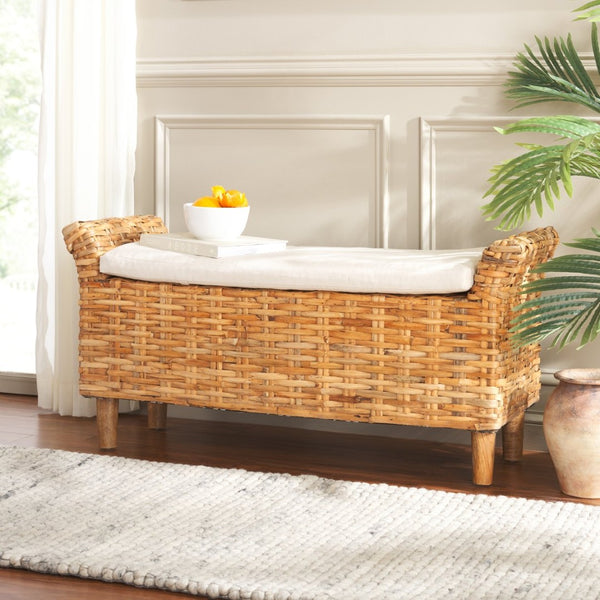 Safavieh Palermo Bench – Handcrafted Mango Wood With Cozy Cushion, Perfect For Entryways & Living Spaces FOX6533B