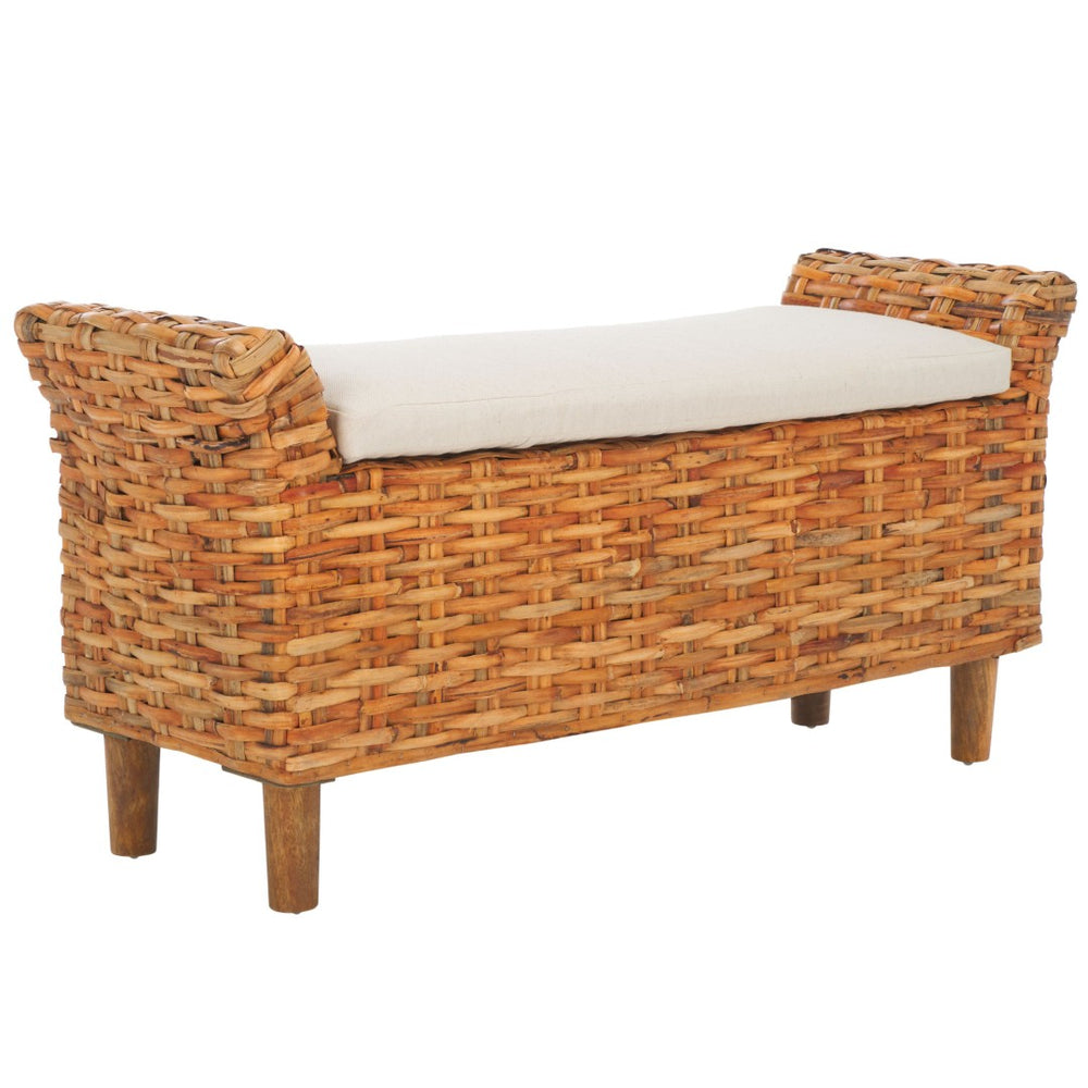 Safavieh Palermo Bench – Handcrafted Mango Wood With Cozy Cushion, Perfect For Entryways & Living Spaces FOX6533B