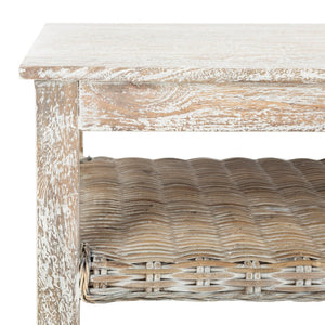 Safavieh Minerva Rustic-Modern Coffee Table - Whitewashed Mango Wood, Timeless Character For Cozy Living Spaces FOX6535A
