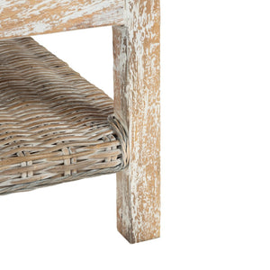 Safavieh Minerva Rustic-Modern Coffee Table - Whitewashed Mango Wood, Timeless Character For Cozy Living Spaces FOX6535A