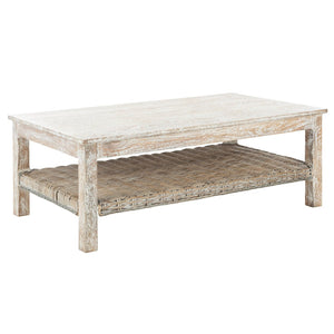 Safavieh Minerva Rustic-Modern Coffee Table - Whitewashed Mango Wood, Timeless Character For Cozy Living Spaces FOX6535A