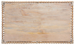 Safavieh Gensho Coffee Table – Artfully Designed Mango Wood & Rattan, Modern Sculpture For Your Living Space Grey White Wash FOX6536A