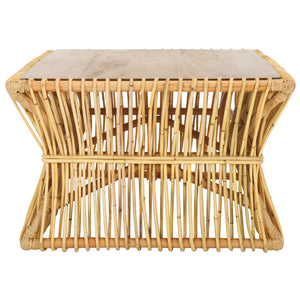 Safavieh Gensho Coffee Table - Artisanal Mango Wood Design With Woven Motifs For Contemporary Living Spaces Natural / Golden Brown FOX6536B