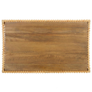 Safavieh Gensho Coffee Table - Artisanal Mango Wood Design With Woven Motifs For Contemporary Living Spaces Natural / Golden Brown FOX6536B