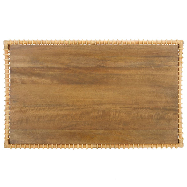 Safavieh Gensho Coffee Table - Artisanal Mango Wood Design With Woven Motifs For Contemporary Living Spaces Natural / Golden Brown FOX6536B