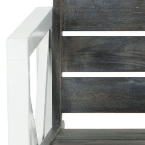 Safavieh IRINA Arm Chair – Modern Outdoor Comfort with Stylish Wood and Metal Design for Patios & Lounging White / Grey FOX6701A-SET2
