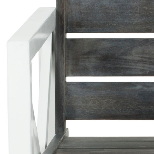Safavieh IRINA Arm Chair – Modern Outdoor Comfort with Stylish Wood and Metal Design for Patios & Lounging White / Grey FOX6701A-SET2