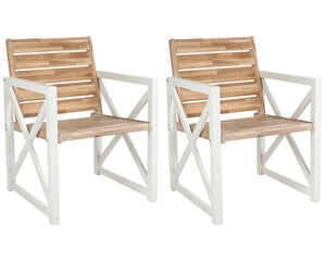 Safavieh IRINA Arm Chair – Modern Outdoor Comfort with Stylish Wood and Metal Design for Patios & Lounging White / Oak FOX6701B-SET2