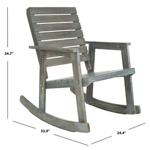 Safavieh ALEXEI Rocking Chair - Rustic-Chic Comfort for Modern Spaces, Perfect for Indoor or Outdoor Relaxation Ash Grey FOX6702A