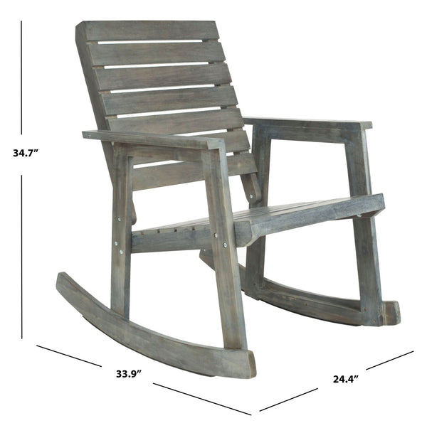 Safavieh ALEXEI Rocking Chair - Rustic-Chic Comfort for Modern Spaces, Perfect for Indoor or Outdoor Relaxation Ash Grey FOX6702A