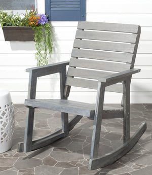 Safavieh ALEXEI Rocking Chair - Rustic-Chic Comfort for Modern Spaces, Perfect for Indoor or Outdoor Relaxation Ash Grey FOX6702A