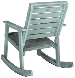 Safavieh ALEXEI Rocking Chair - Rustic-Chic Comfort for Modern Spaces, Perfect for Indoor or Outdoor Relaxation Chinese Blue FOX6702C
