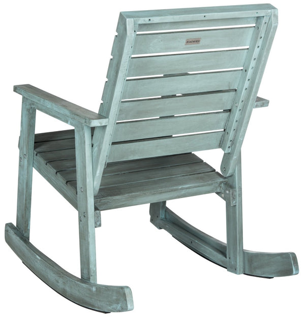 Safavieh ALEXEI Rocking Chair - Rustic-Chic Comfort for Modern Spaces, Perfect for Indoor or Outdoor Relaxation Chinese Blue FOX6702C