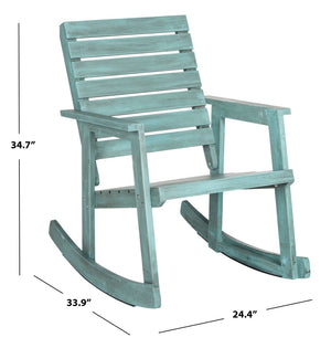 Safavieh ALEXEI Rocking Chair - Rustic-Chic Comfort for Modern Spaces, Perfect for Indoor or Outdoor Relaxation Chinese Blue FOX6702C