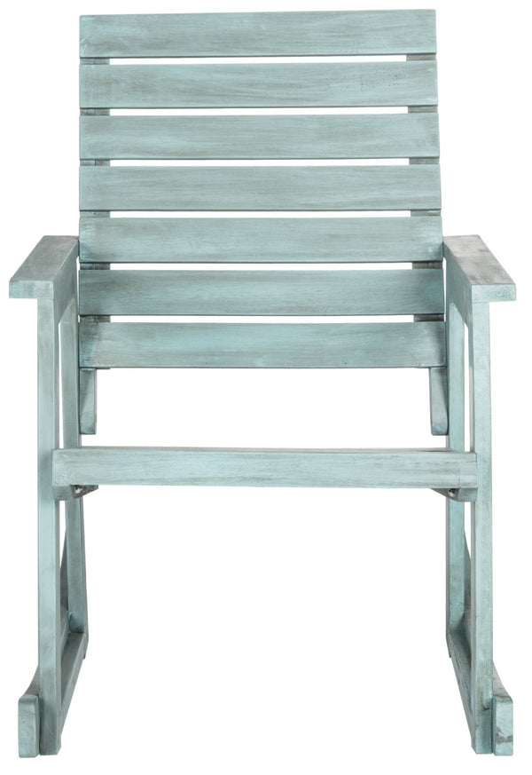 Safavieh ALEXEI Rocking Chair - Rustic-Chic Comfort for Modern Spaces, Perfect for Indoor or Outdoor Relaxation Chinese Blue FOX6702C