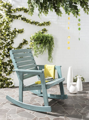 Safavieh ALEXEI Rocking Chair - Rustic-Chic Comfort for Modern Spaces, Perfect for Indoor or Outdoor Relaxation Chinese Blue FOX6702C